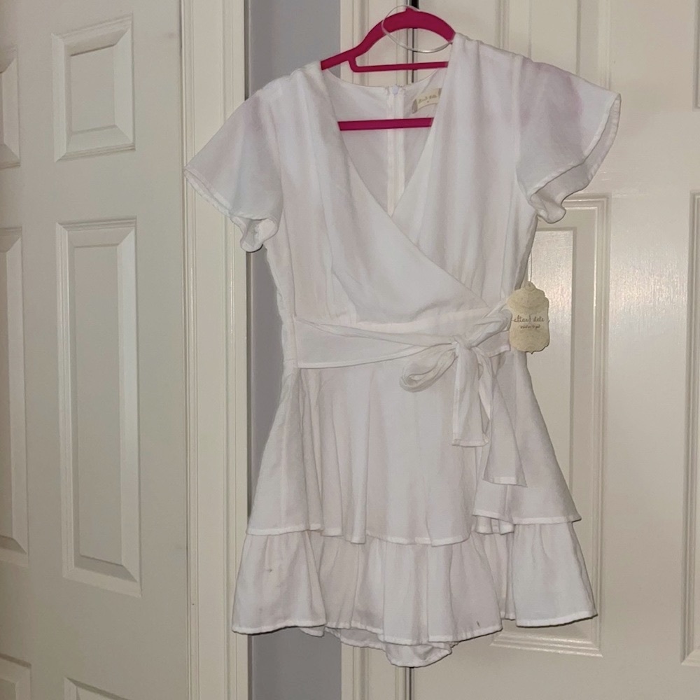 White ruffle romper